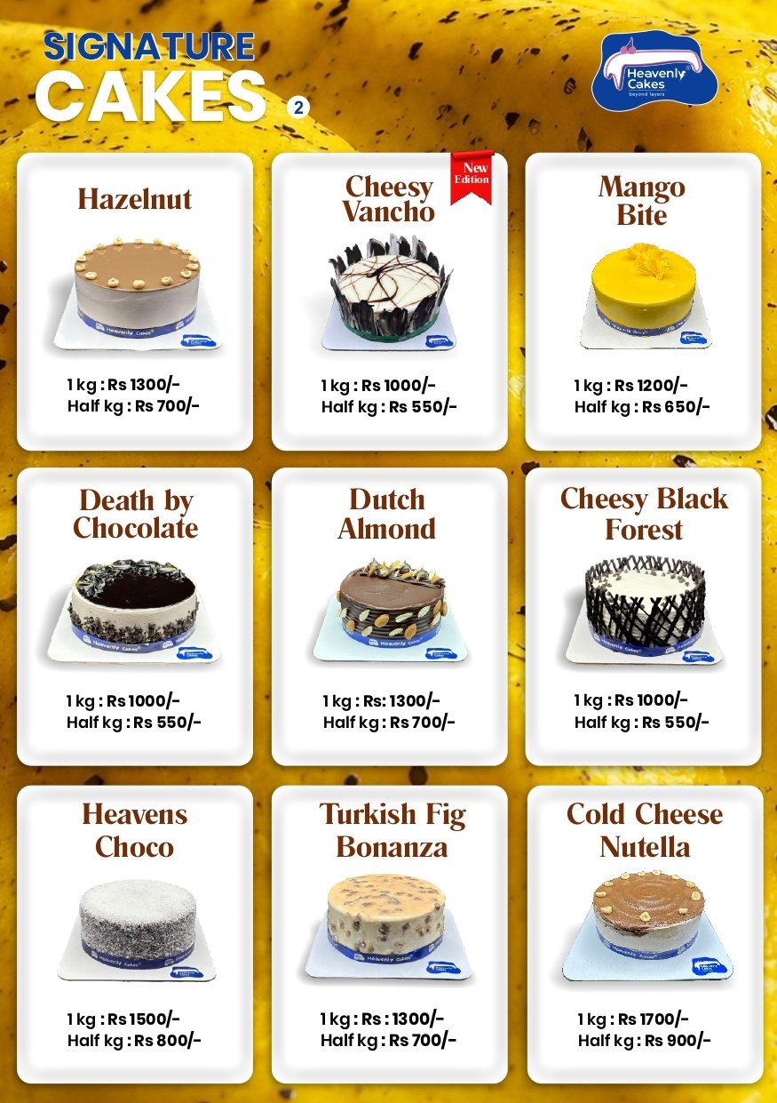 Heavenly Cakes menu card 7